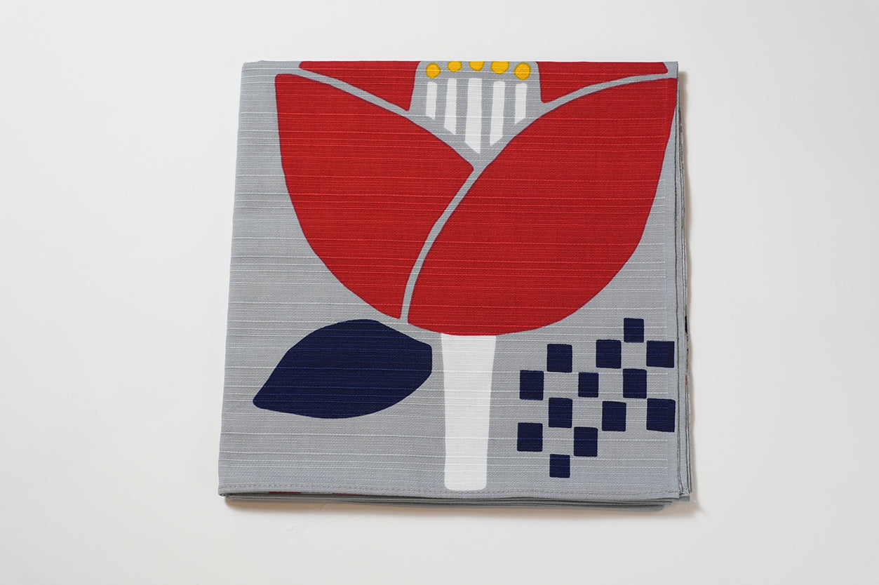 Furoshiki (tissu d'emballage) | Rouge camélia | 100% coton, 90 cm, fabriqué au Japon | Mashu KYOTO