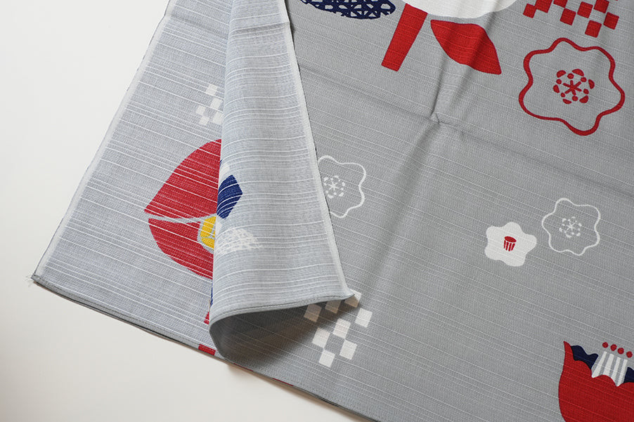 Furoshiki (tissu d'emballage) | Rouge camélia | 100% coton, 90 cm, fabriqué au Japon | Mashu KYOTO