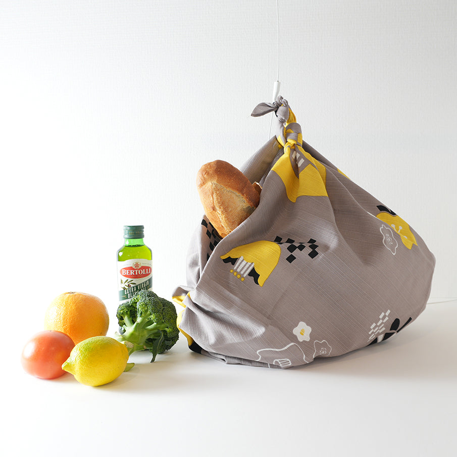 Japanese Furoshiki Wrap – Wagara Camellia yellow | Hand-Dyed in Kyoto | Sustainable Cotton Gift Wrap