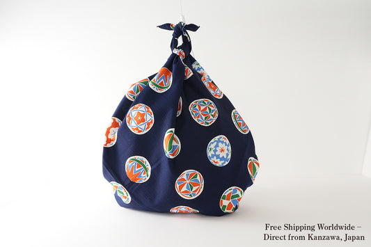 Furoshiki | Marine Temari | 100% coton, 90 cm, fabriqué au Japon | Mashu KYOTO