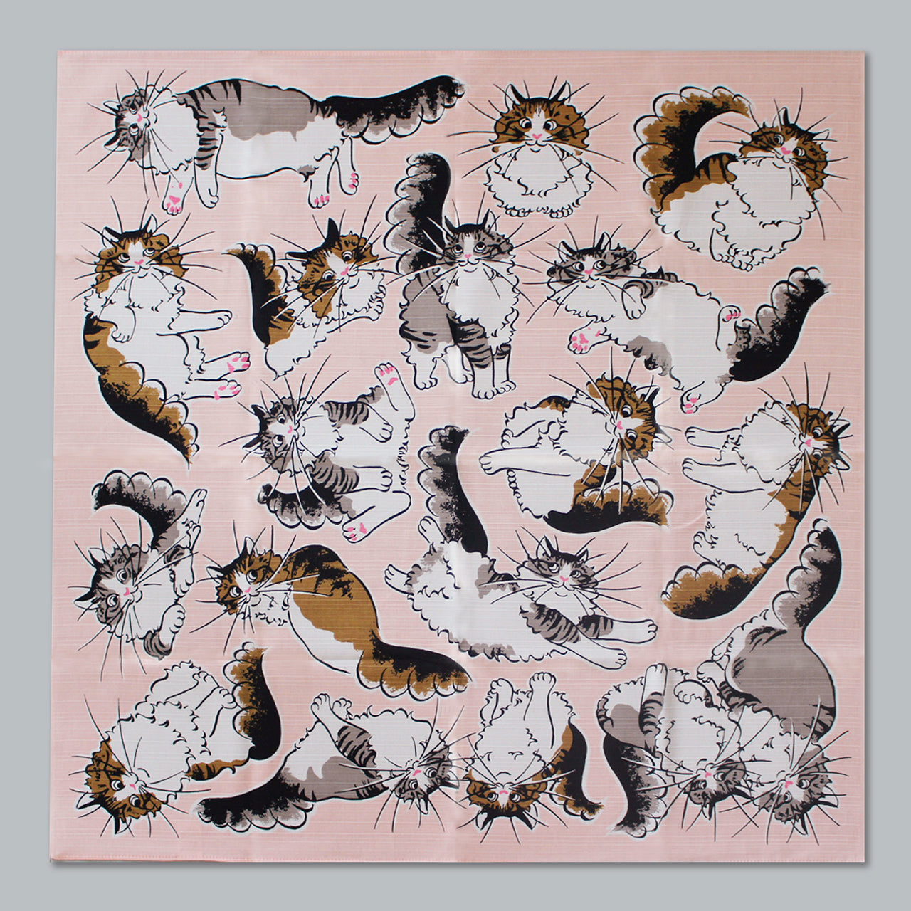 Japanese Furoshiki Wrap – Wagara Cat Pink | Hand-Dyed in Kyoto | Sustainable Cotton Gift Wrap