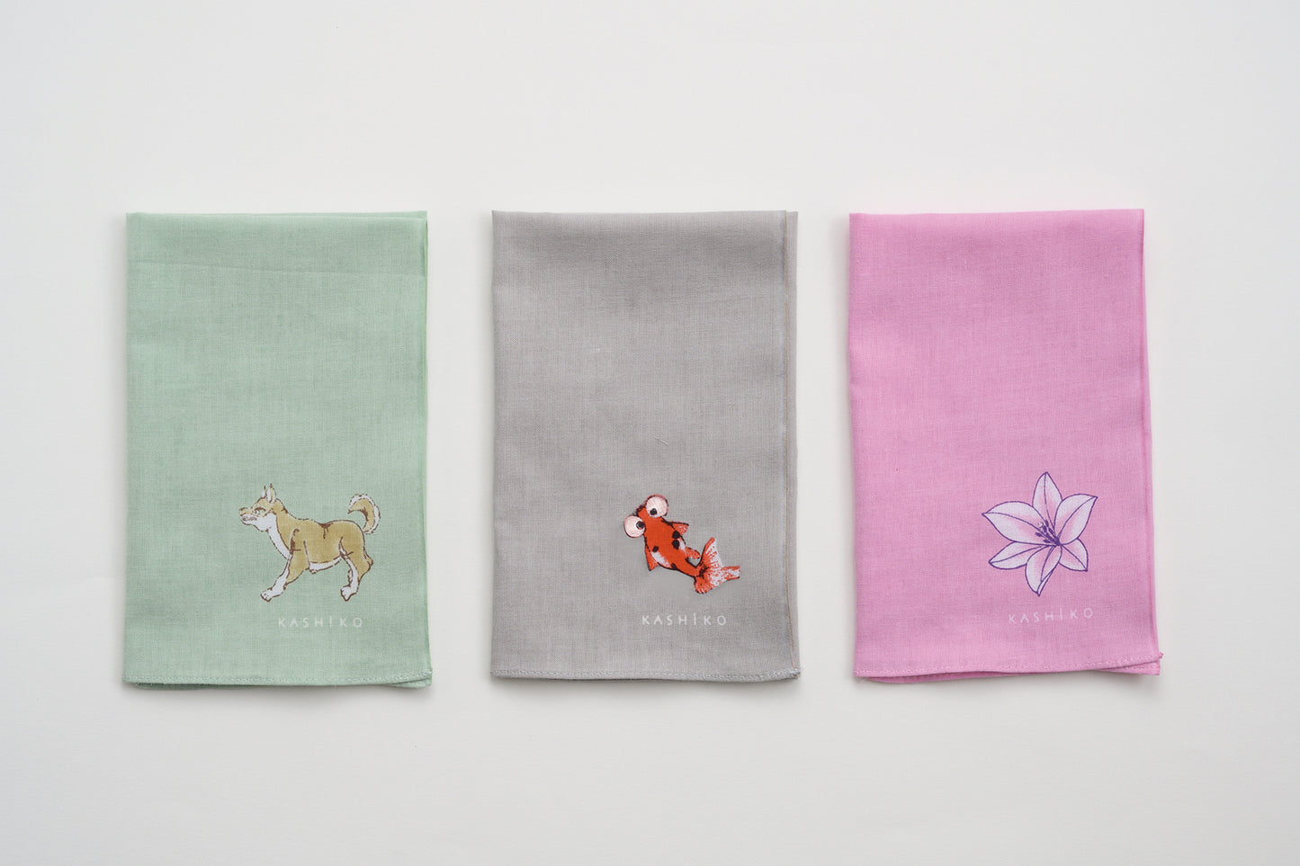 Hankachi〈Shiba Inu〉|Hand-dyed Cotton Handkerchief with Kutani Artist Design, Made in Japan
