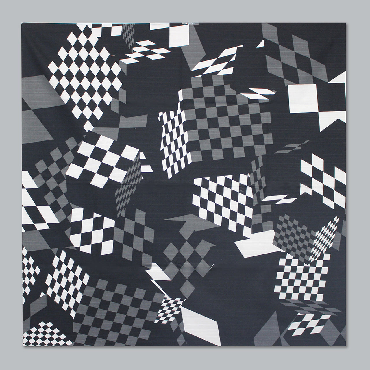 Furoshiki | Ichimatsu Noir | 100% coton, 90 cm, fabriqué au Japon | Mashu KYOTO