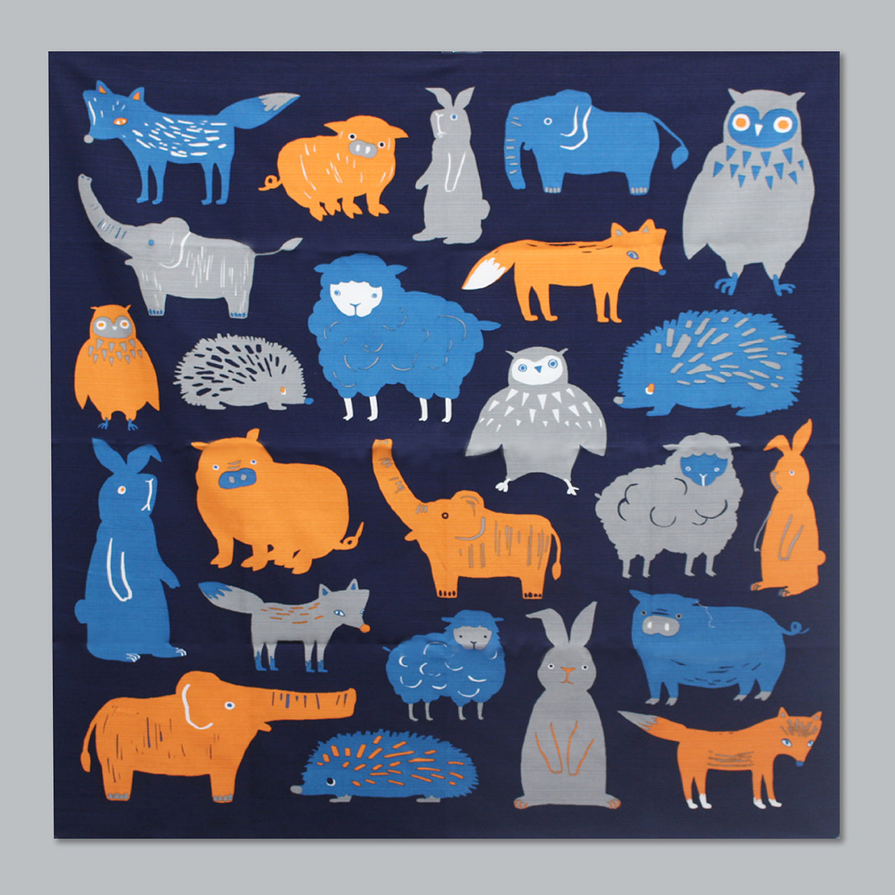 Japanese Furoshiki Wrap – Wagara Happy Animals | Hand-Dyed in Kyoto | Sustainable Cotton Gift Wrap
