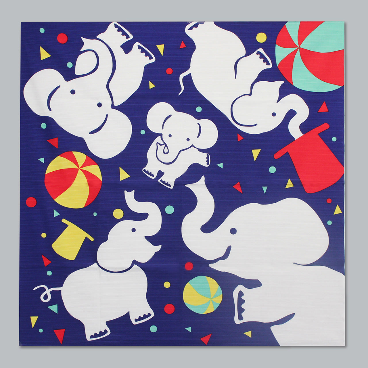Furoshiki (tissu d'emballage) | Éléphant, bleu | 100% coton, 90 cm, fabriqué au Japon | Mashu KYOTO