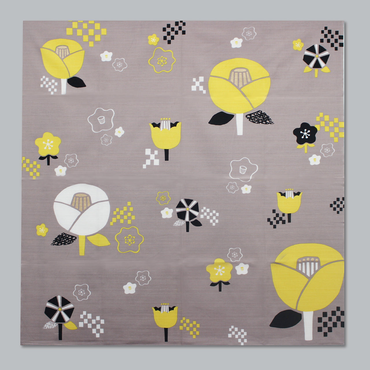 Japanese Furoshiki Wrap – Wagara Camellia yellow | Hand-Dyed in Kyoto | Sustainable Cotton Gift Wrap