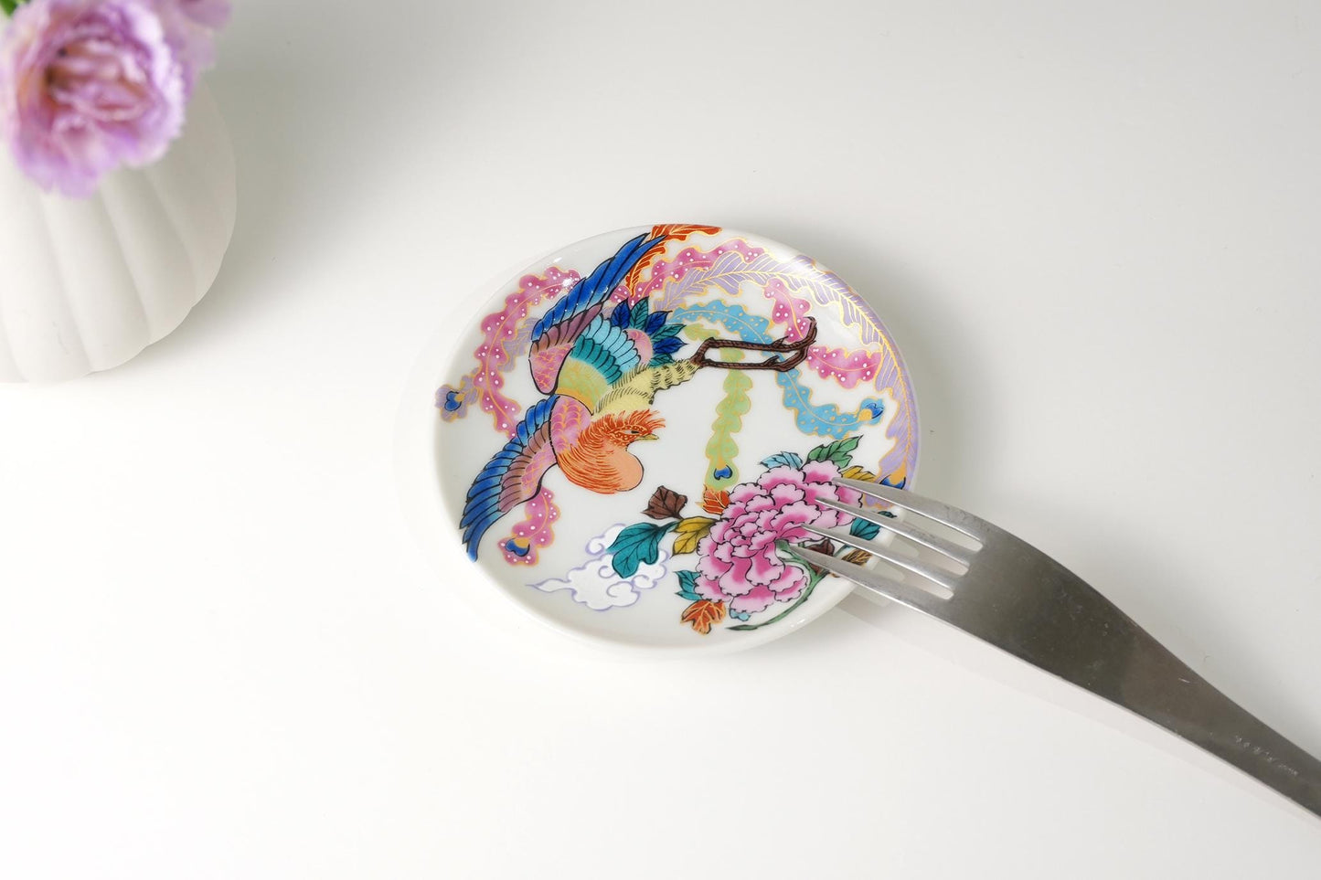 Kutani Art Small Plate Peony and Phoenix, supervised by Daiki Yamazaki