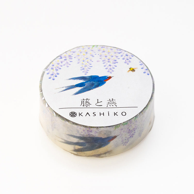 Masking Tape “Wisteria and Swallows”|Designed by Kutani Ware Artist|KASHIKO Original|Made in Japan