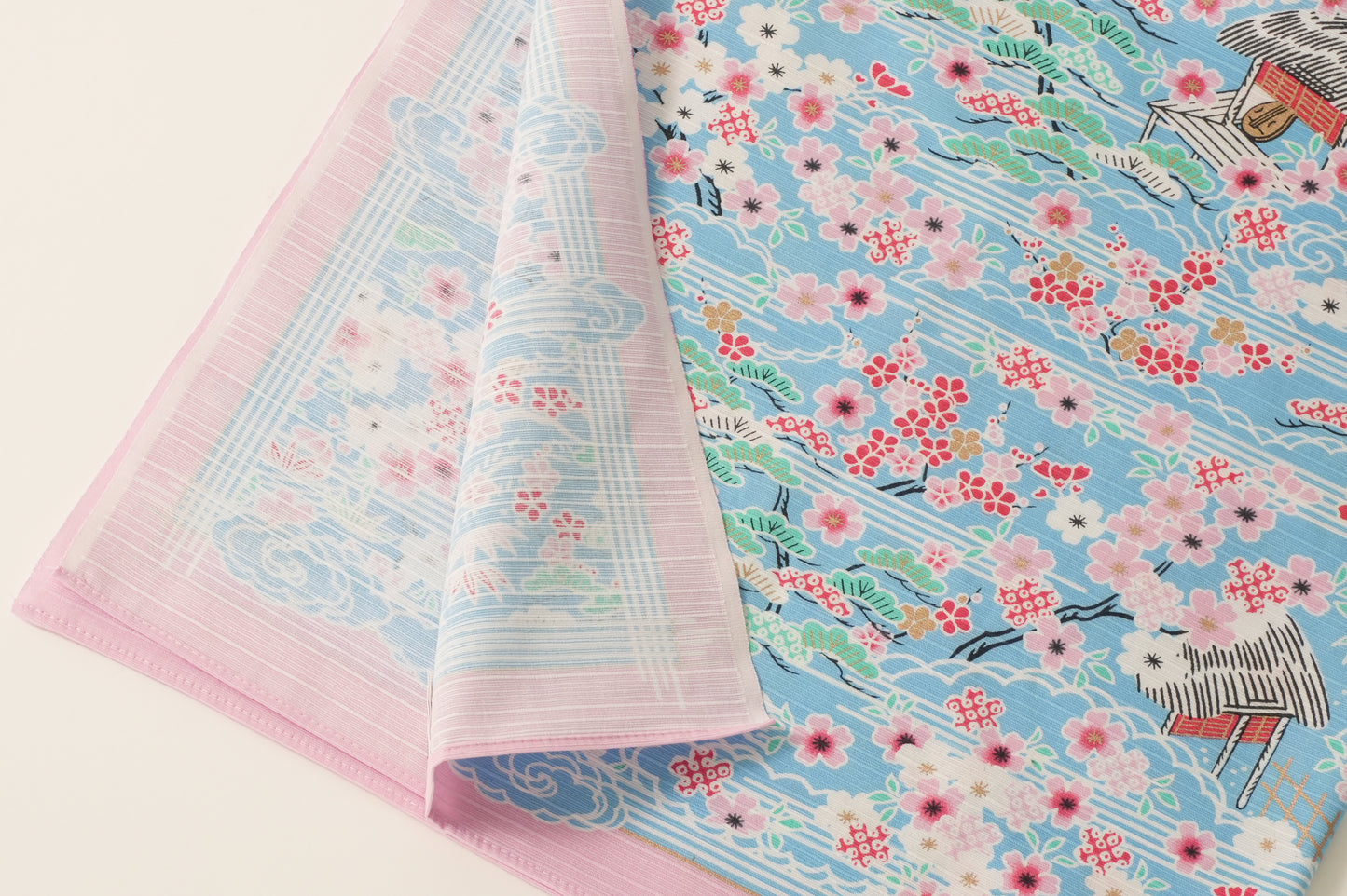 Furoshiki | Sakura Kasumi Goshokai Light blue | 100% cotton, 70cm, Made in Japan | Mashu KYOTO