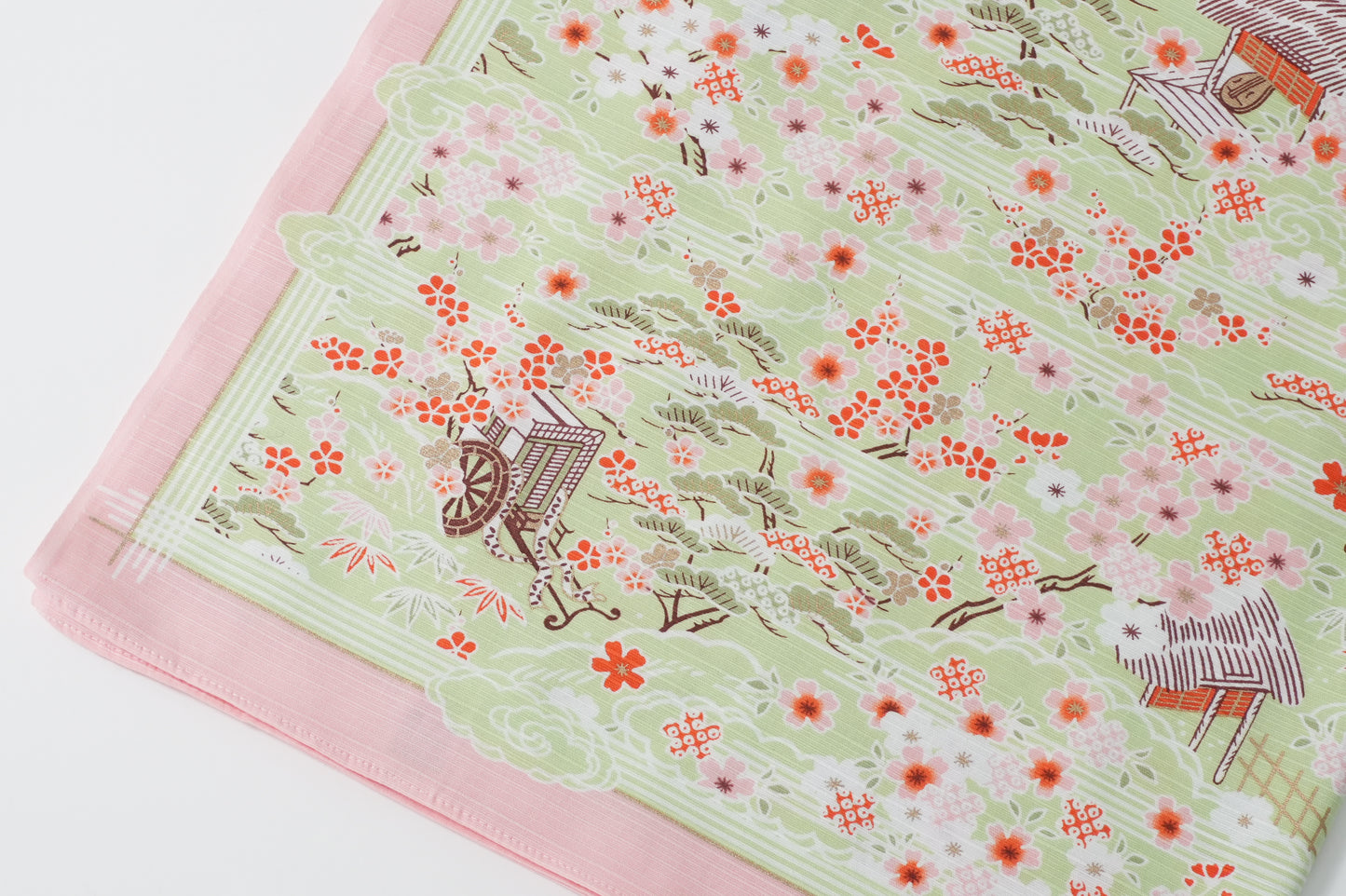 Furoshiki | Sakura Kasumi Goshokai Green | 100% cotton, 70cm, Made in Japan | Mashu KYOTO
