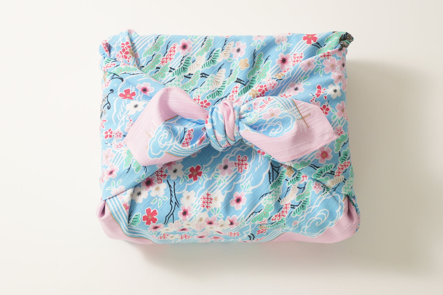 Furoshiki | Sakura Kasumi Goshokai Light blue | 100% cotton, 70cm, Made in Japan | Mashu KYOTO