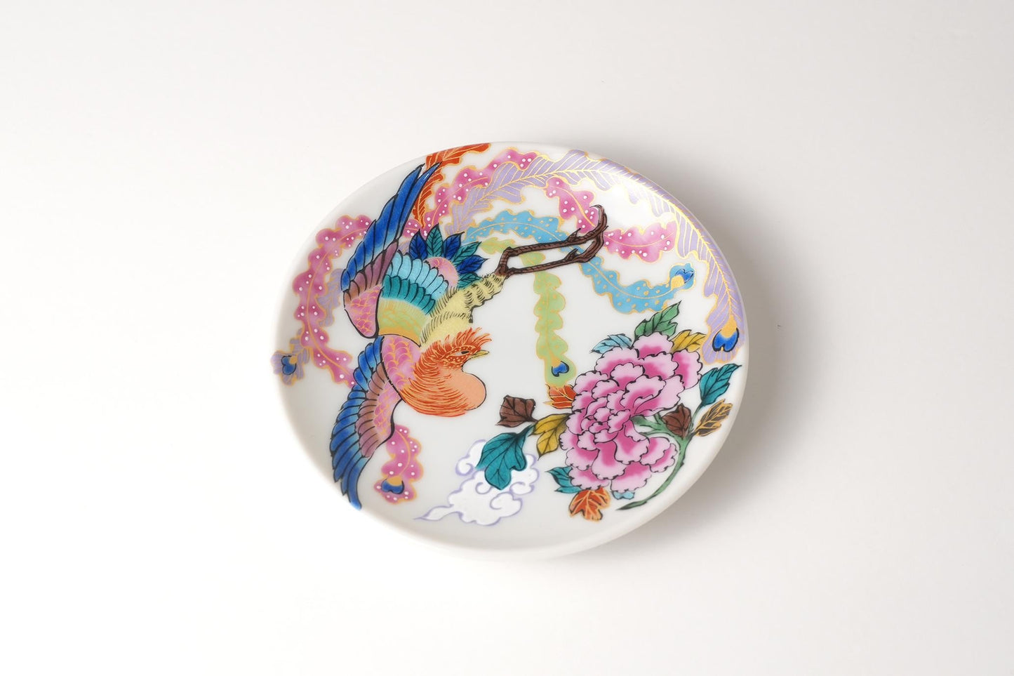 Kutani Art Small Plate Peony and Phoenix, supervised by Daiki Yamazaki