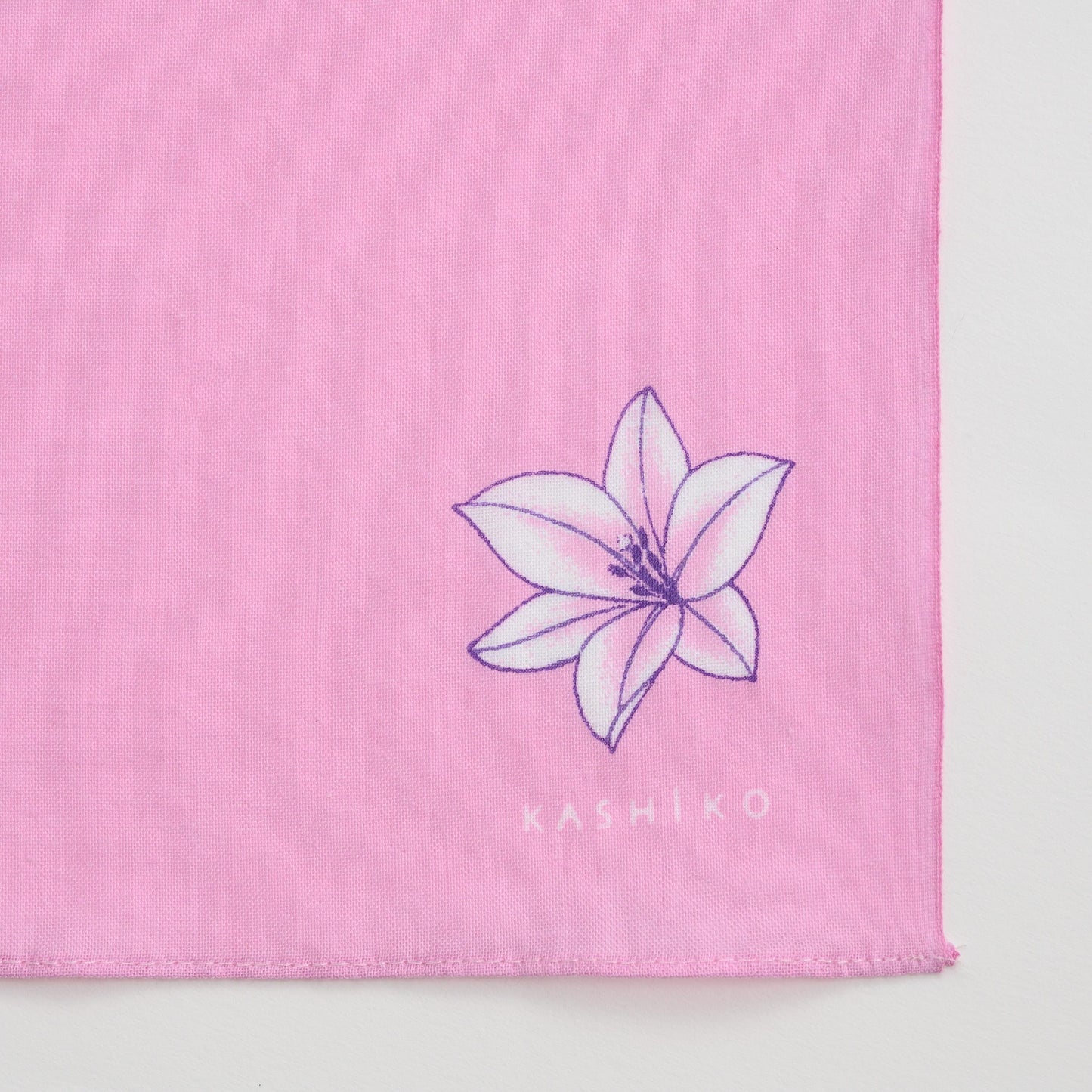 Hankachi〈White Lily〉|Hand-dyed Cotton Handkerchief with Kutani Artist Design, Made in Japan