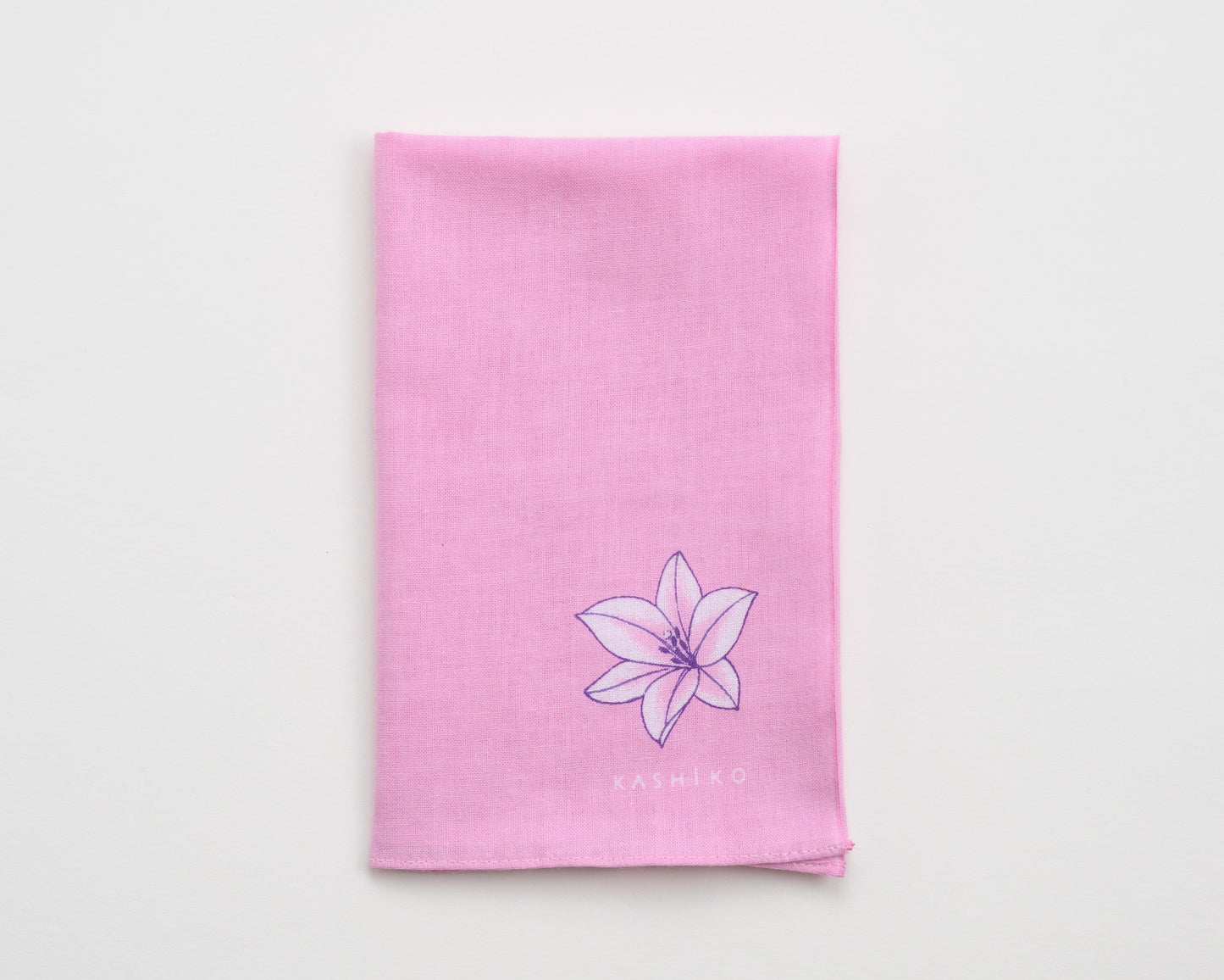 Hankachi〈White Lily〉|Hand-dyed Cotton Handkerchief with Kutani Artist Design, Made in Japan