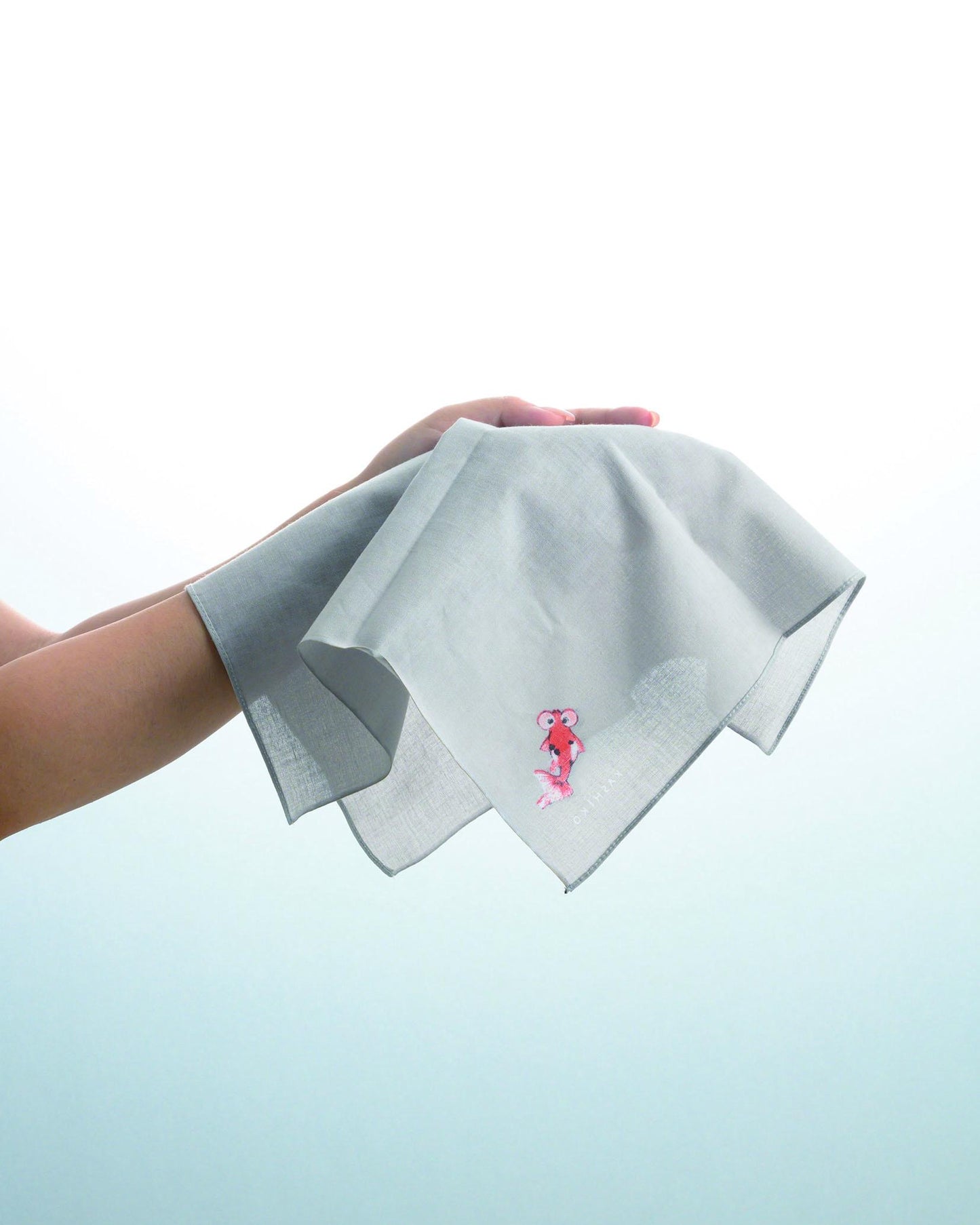 Hankachi〈Goldfish〉|Hand-dyed Cotton Handkerchief with Kutani Artist Design, Made in Japan