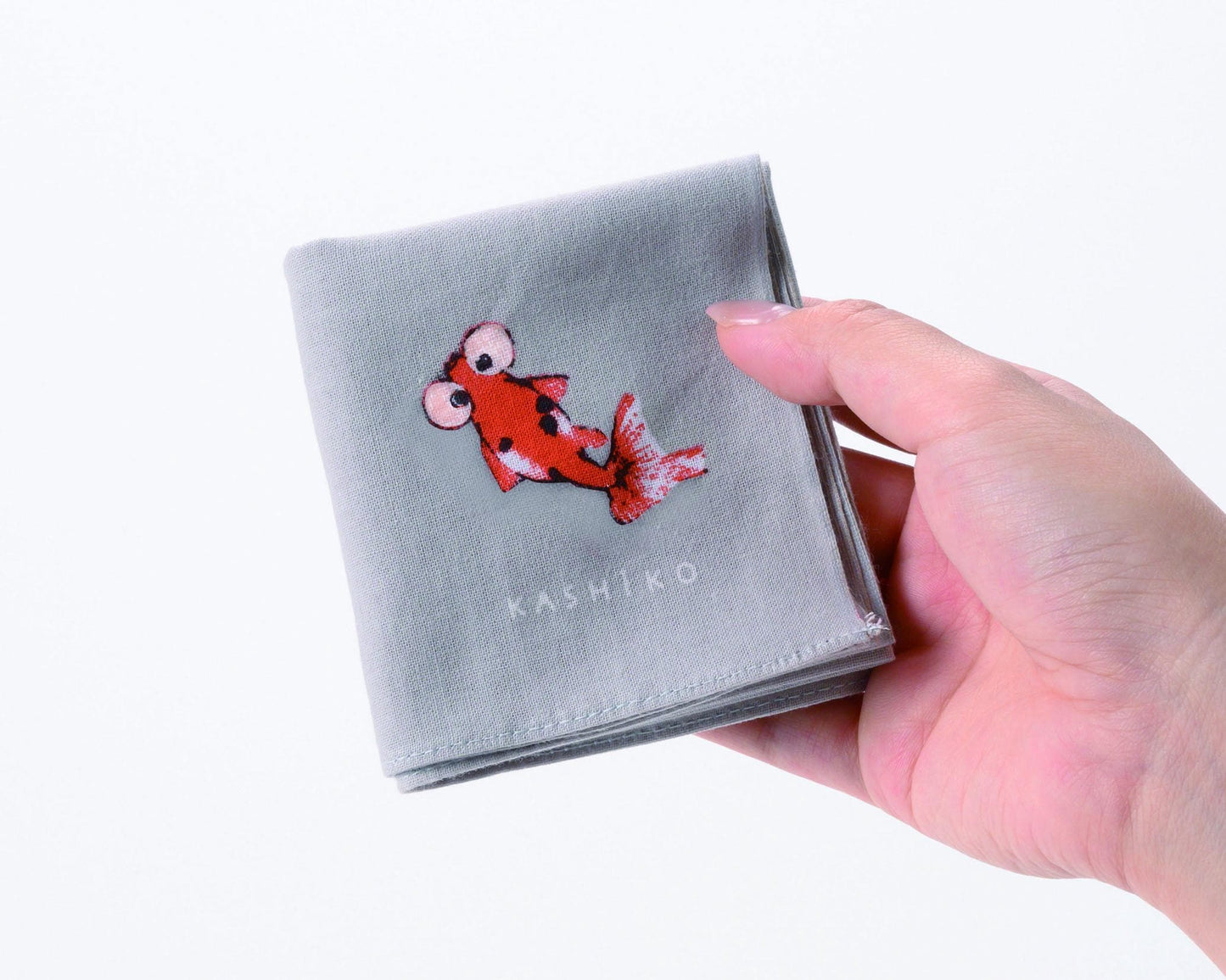 Hankachi〈Goldfish〉|Hand-dyed Cotton Handkerchief with Kutani Artist Design, Made in Japan
