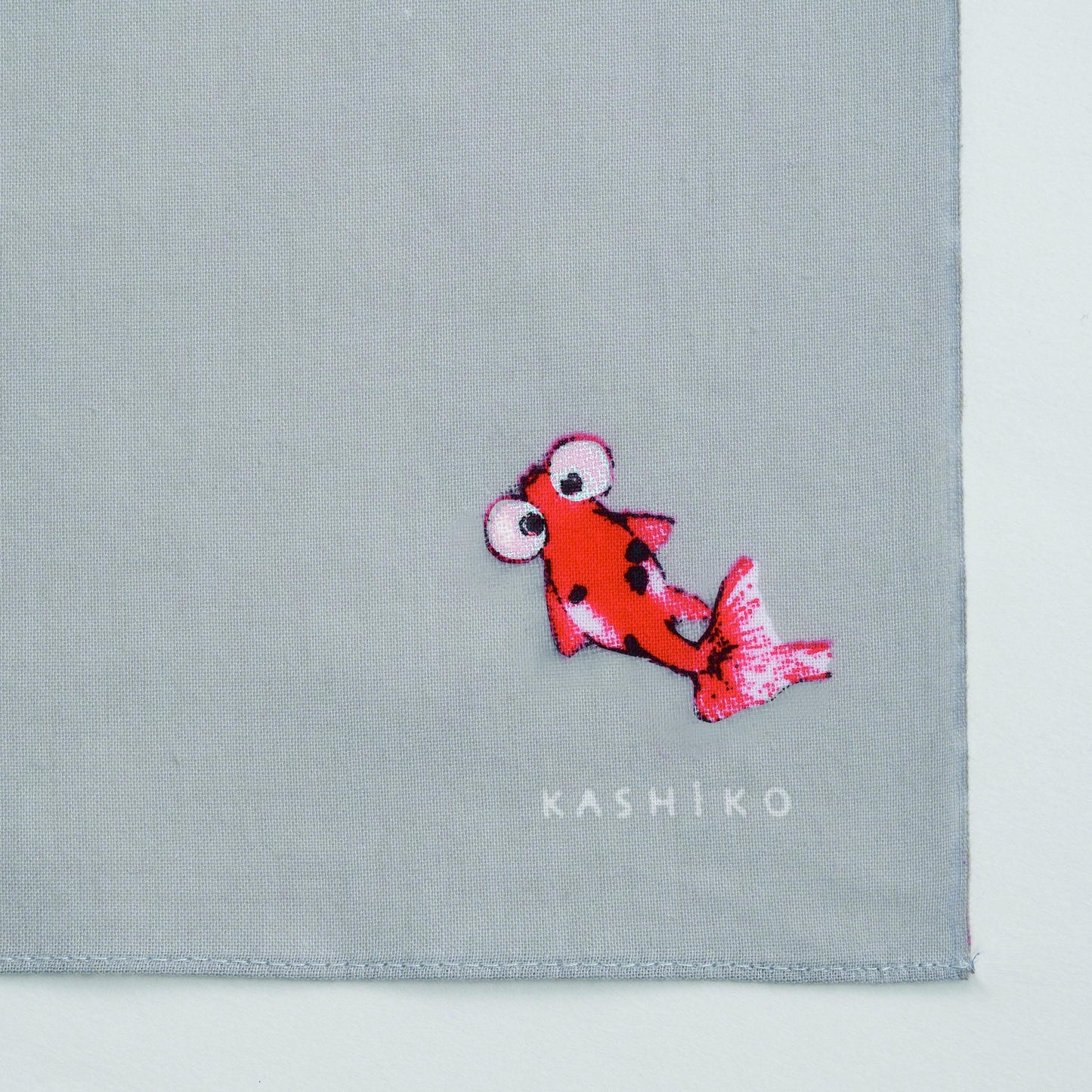 Hankachi〈Goldfish〉|Hand-dyed Cotton Handkerchief with Kutani Artist Design, Made in Japan