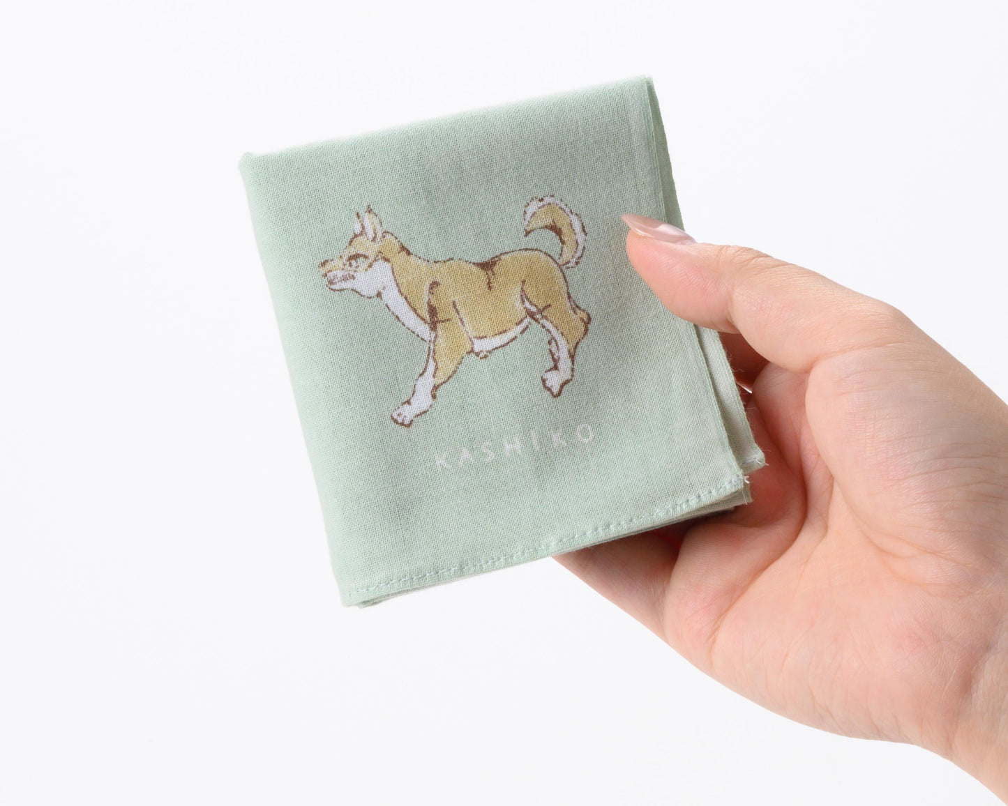 Hankachi〈Shiba Inu〉|Hand-dyed Cotton Handkerchief with Kutani Artist Design, Made in Japan