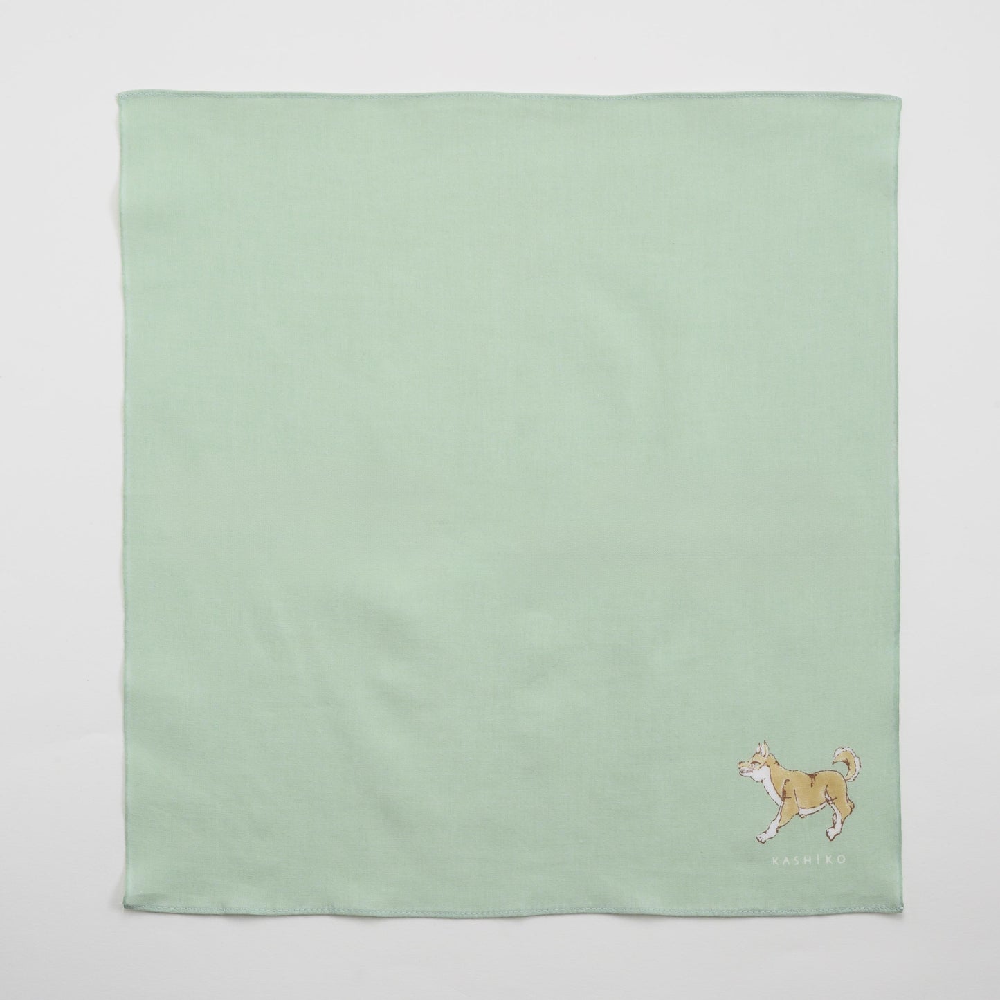 Hankachi〈Shiba Inu〉|Hand-dyed Cotton Handkerchief with Kutani Artist Design, Made in Japan