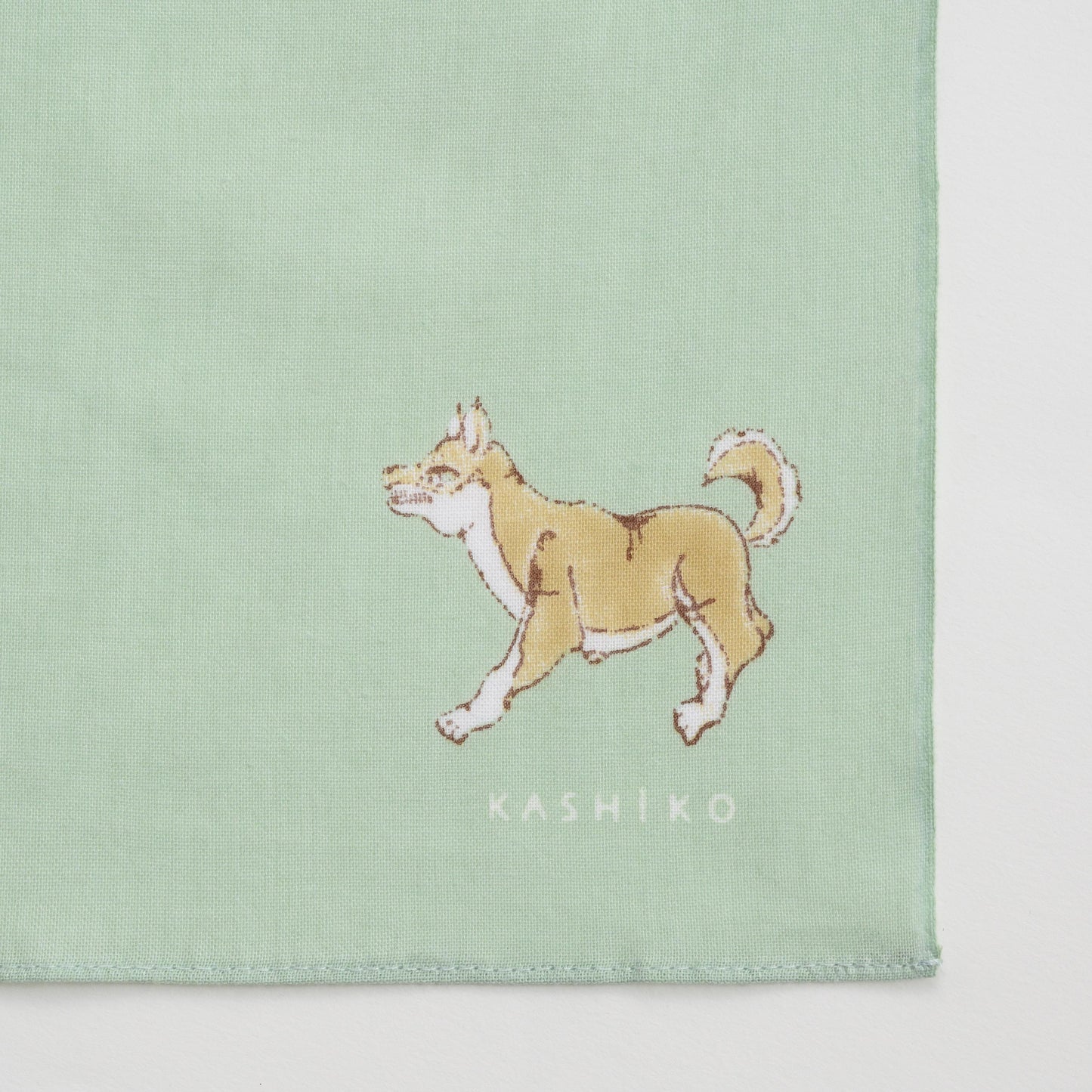 Hankachi〈Shiba Inu〉|Hand-dyed Cotton Handkerchief with Kutani Artist Design, Made in Japan