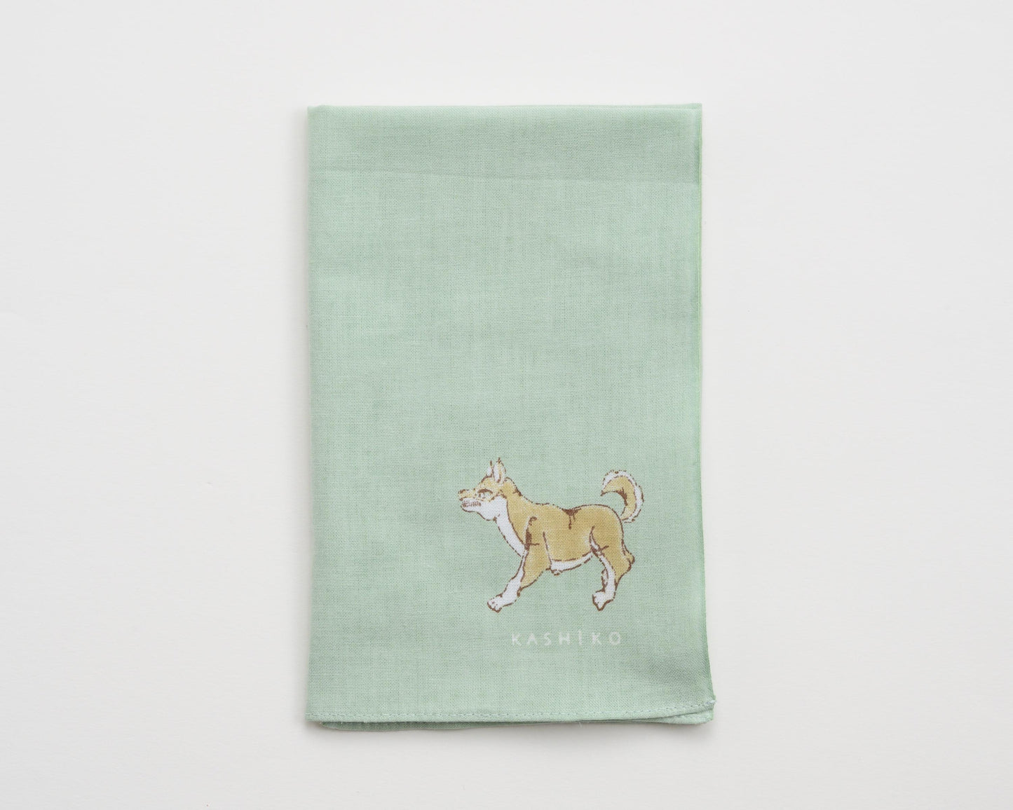 Hankachi〈Shiba Inu〉|Hand-dyed Cotton Handkerchief with Kutani Artist Design, Made in Japan