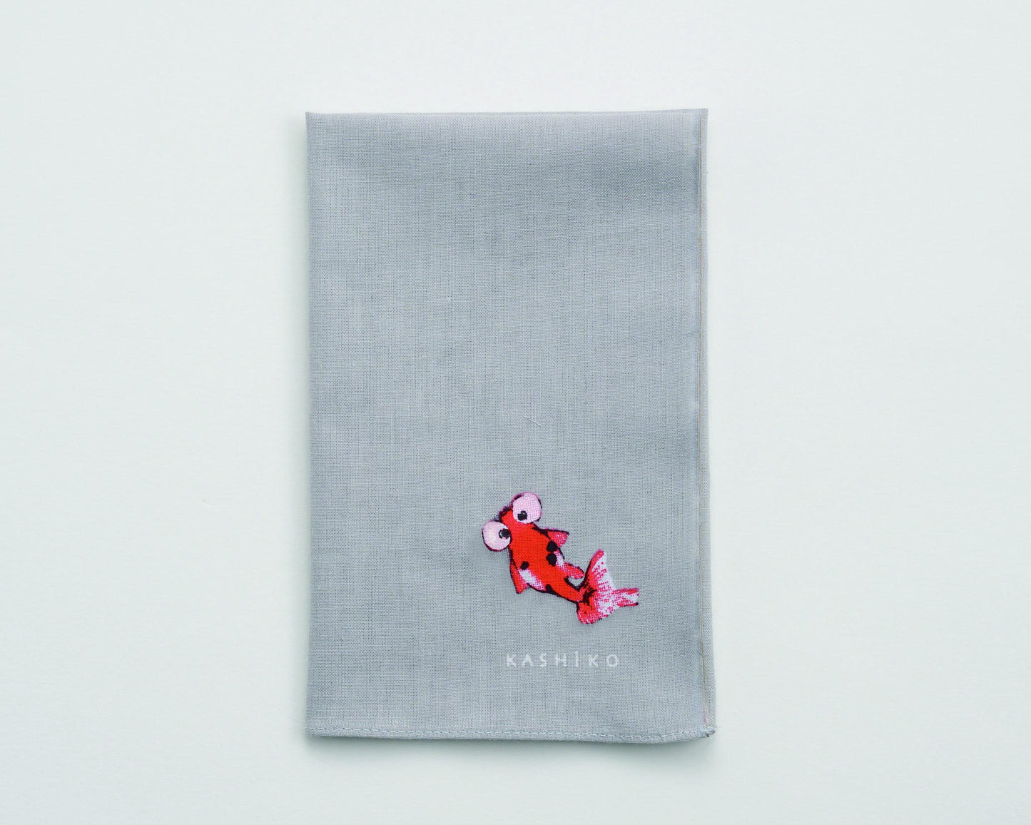 Hankachi〈Goldfish〉|Hand-dyed Cotton Handkerchief with Kutani Artist Design, Made in Japan