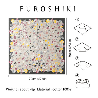 Furoshiki | Mitate Aoi Sencho Gray | 100% cotton, 70cm, Made in Japan | Mashu KYOTO