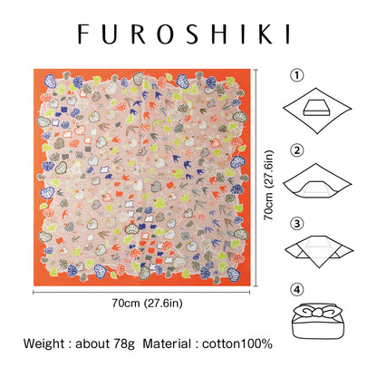Furoshiki | Mitate Aoi Sencho Pink | 100% cotton, 70cm, Made in Japan | Mashu KYOTO