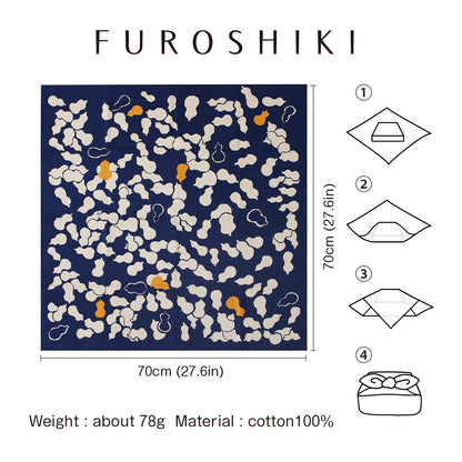 Furoshiki | Gourde, bleu marine | 100% coton, 70 cm, fabriqué au Japon | mashu KYOTO