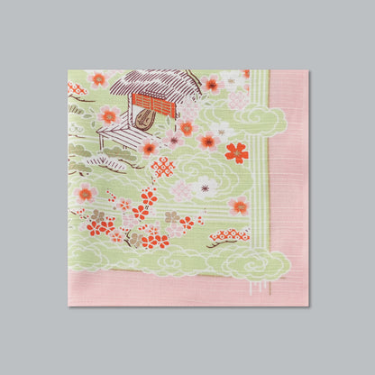 Furoshiki | Sakura Kasumi Goshokai Green | 100% cotton, 70cm, Made in Japan | Mashu KYOTO