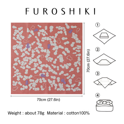 Furoshiki | Courge, Pêche | 100% coton, 70 cm, fabriqué au Japon | Mashu KYOTO