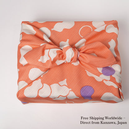 Furoshiki | Courge, Pêche | 100% coton, 70 cm, fabriqué au Japon | Mashu KYOTO