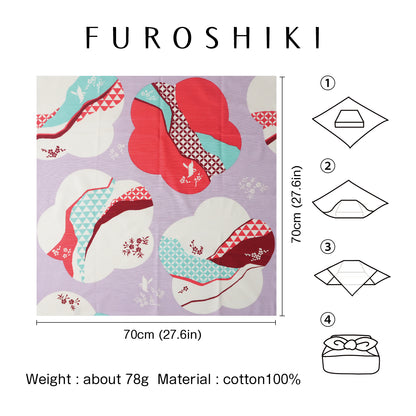 Furoshiki | Ume Docho Rose | 100% coton, 70 cm, fabriqué au Japon | Mashu KYOTO