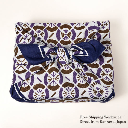 Furoshiki | Ventilateur, bleu | 100% coton, 70 cm, fabriqué au Japon | Mashu KYOTO