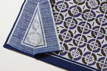 Furoshiki | Ventilateur, bleu | 100% coton, 70 cm, fabriqué au Japon | Mashu KYOTO