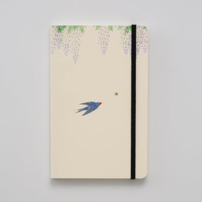 Christmas Limited Edition Artist Gift Set | Wisteria and Swallow Notebook, Flower-Stuffed Maneki Neko Furoshiki Wrapping Cloth, Gold Leaf Bookmark (Kawada Satomi)