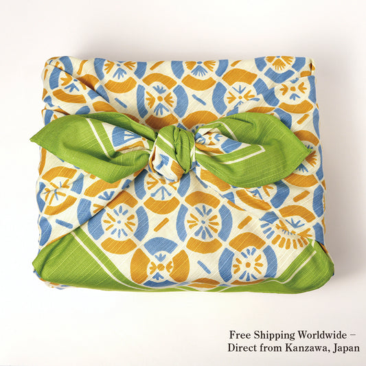 Furoshiki | Ventilateur, vert | 100% coton, 70 cm, fabriqué au Japon | Mashu KYOTO