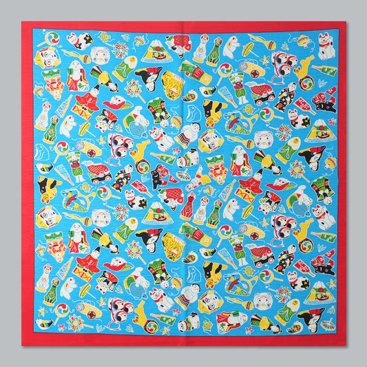 Furoshiki | Kyoto Toys Blue | 100% cotton, 70cm, Made in Japan | Mashu KYOTO