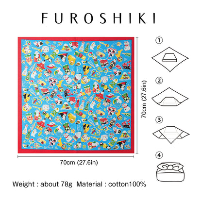 Furoshiki | Kyoto Toys Blue | 100% cotton, 70cm, Made in Japan | Mashu KYOTO