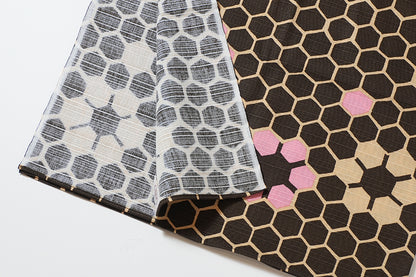 Furoshiki (tissu d'emballage) | Hexagonal, marron | 100% coton, 70 cm, fabriqué au Japon | Mashu KYOTO
