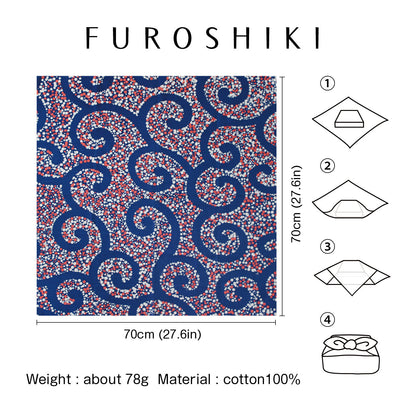 Furoshiki | Arabesque Bleu | 100% coton, 70 cm, fabriqué au Japon | Mashu KYOTO