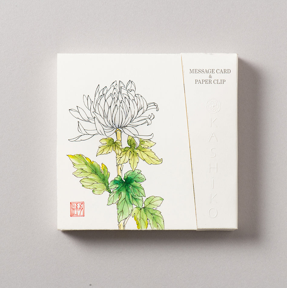 Set of 2 Message Card &amp; Paper Clip [Cherry Blossoms &amp; Chrysanthemum]
