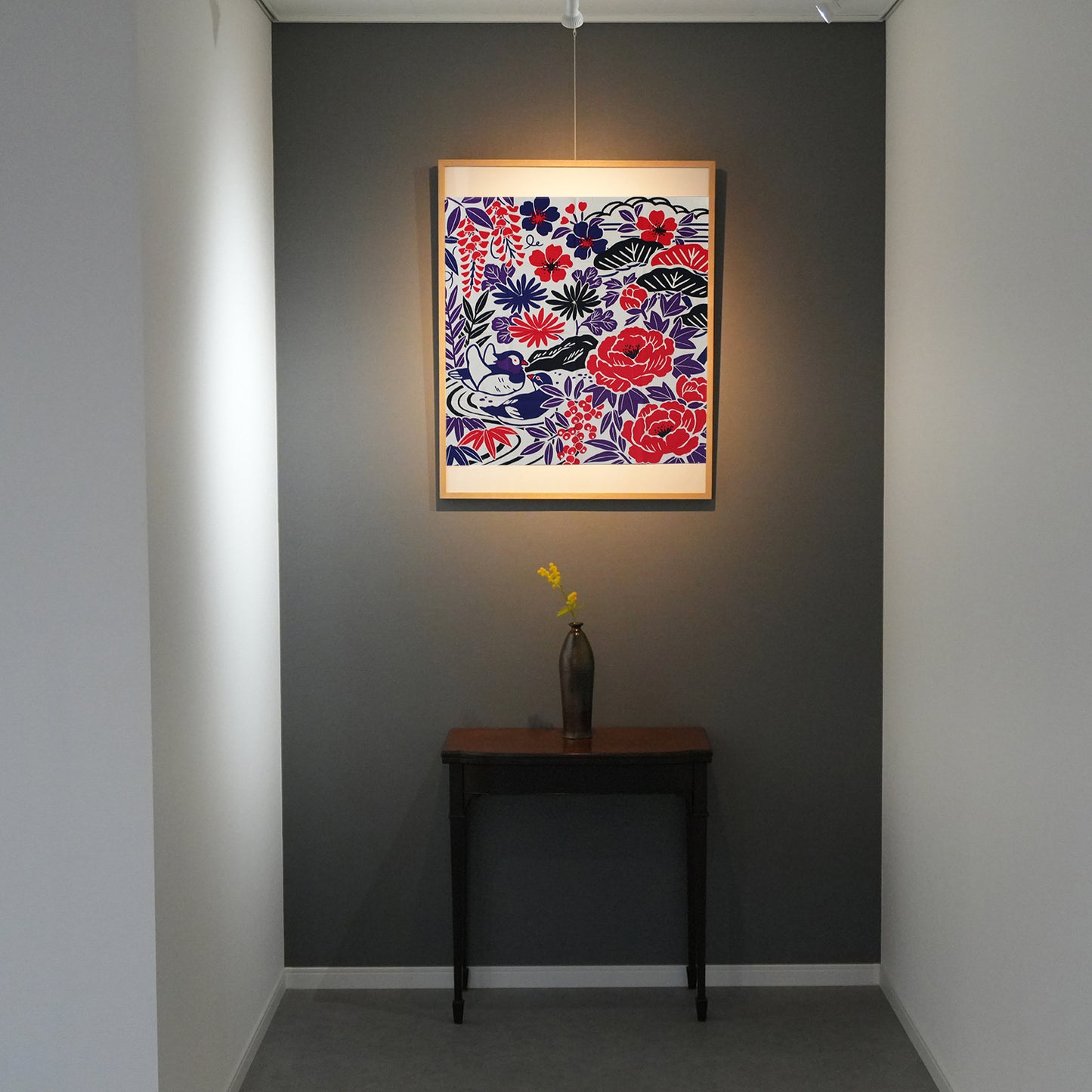 Furoshiki (Wrapping Cloth) | Flower and Bird Design, Red | 100% Cotton, 70cm, Made in Japan | Mashu KYOTO