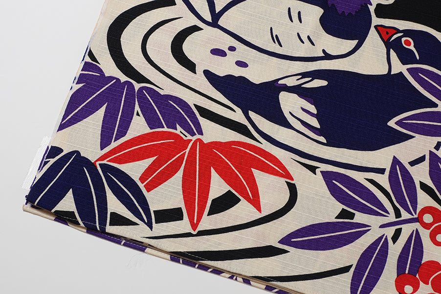 Furoshiki (Wrapping Cloth) | Flower and Bird Design, Red | 100% Cotton, 70cm, Made in Japan | Mashu KYOTO