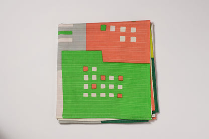 Japanese Furoshiki Wrap – Wagara City Lights Green | Hand-Dyed in Kyoto | Sustainable Cotton Gift Wrap 