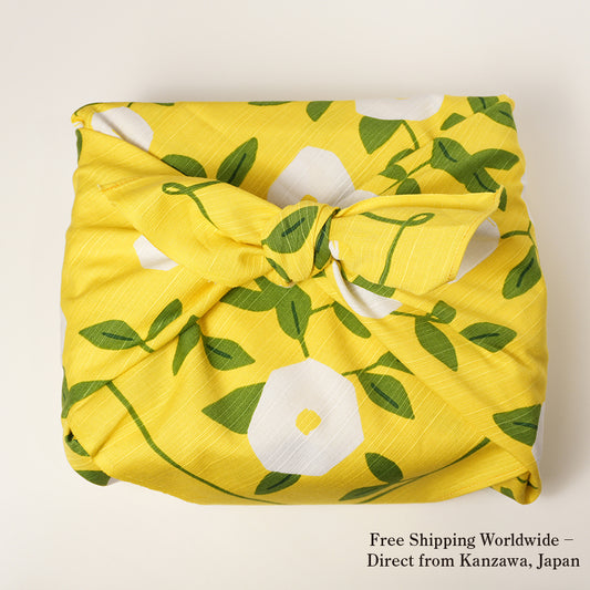 Furoshiki | Hirugao Jaune | 100% coton, 70 cm, fabriqué au Japon | Mashu KYOTO