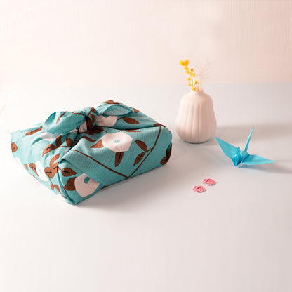 Furoshiki (tissu d'emballage de style japonais) | Hirugao bleu clair | 100% coton, 70 cm, fabriqué au Japon | Mashu KYOTO