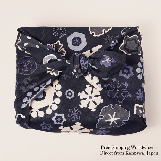 風呂敷｜雪輪 黒｜綿100％・70cm・日本製｜mashu KYOTO