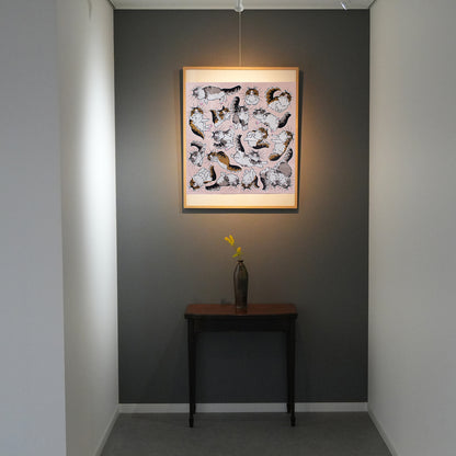 Furoshiki (wrapping cloth) | Cat, Pink | 100% Cotton, 70cm, Made in Japan | Mashu KYOTO