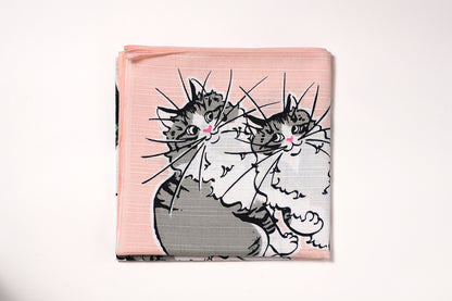 Furoshiki (wrapping cloth) | Cat, Pink | 100% Cotton, 70cm, Made in Japan | Mashu KYOTO
